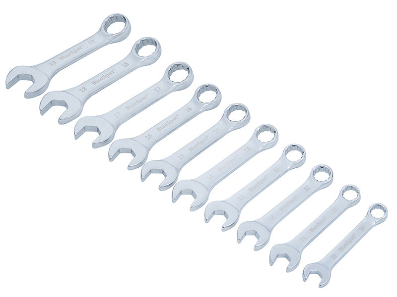 Stubby Combination Spanner Set, 10 Piece, BlueSpot Tools