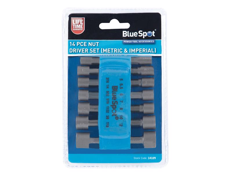 Metric & Imperial Nut Driver Set, 14 Piece, BlueSpot Tools