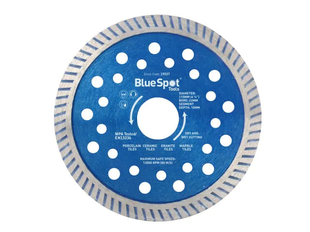 Turbo Cutting Disc 115 x 22mm, BlueSpot Tools