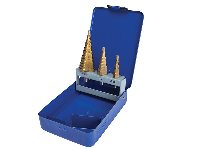 Step Drill Set 4-32mm  3 Piece, BlueSpot Tools