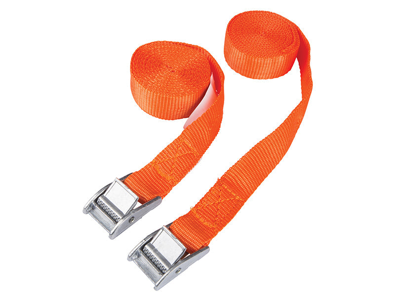 Cam Buckle Tie-Down Straps Twin Pack 2.5m, BlueSpot Tools