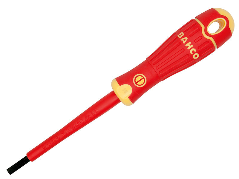 BAHCOFIT Insulated Screwdriver Slotted Tip 6.5 x 150mm, Bahco