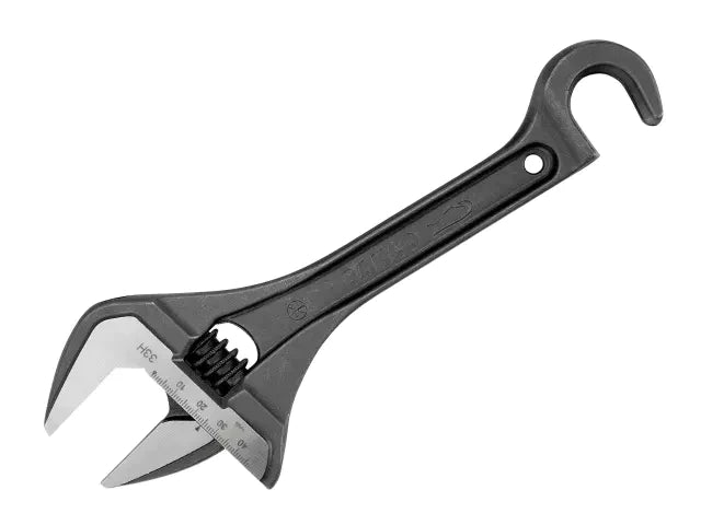 Wide Jaw Adjustable Wrench with Hook 254.5mm, Bahco