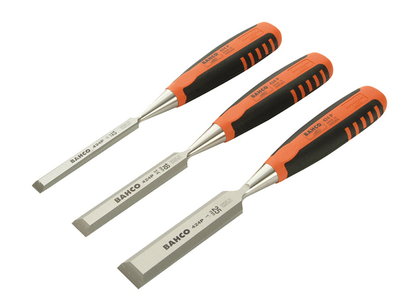 424-P Bevel Edge Chisel Set, 3 Piece, Bahco