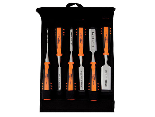 424P-S6 Bevel Edge Chisel Set in Wooden Box, 6 Piece, Bahco