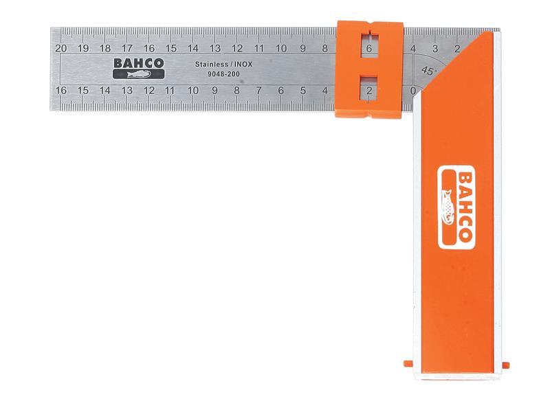 9048-200 Aluminium Block & Steel Try Square 200mm (8in), Bahco