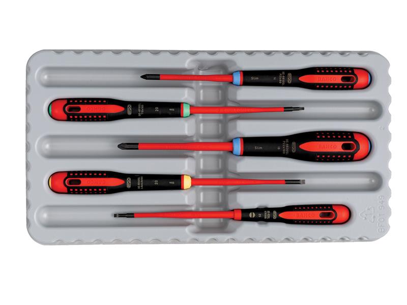 BE-9872SL ERGO™ Slim VDE Insulated Screwdriver Set, 5 Piece, Bahco