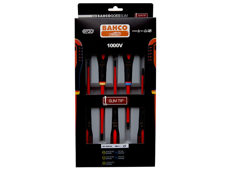 SLIM ERGO™ Insulated Screwdriver Set, 5 Piece, Bahco