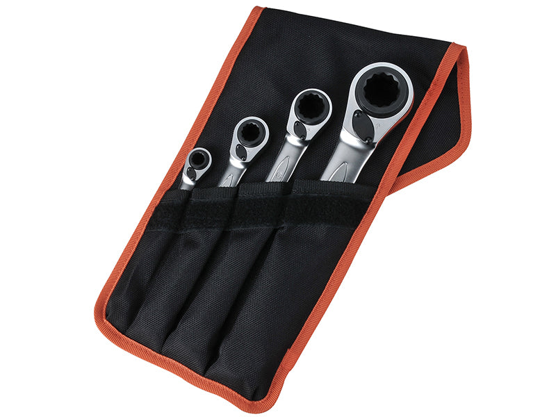 S4RM Series Reversible Ratchet Spanner Set, 4 Piece, Bahco