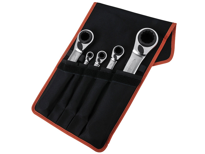 S4RM Series Reversible Ratchet Spanners Set, 5 Piece, Bahco