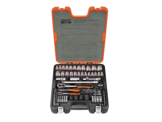 S800 Socket Set of 77 Metric & AF 1/4 & 1/2in Drive, Bahco