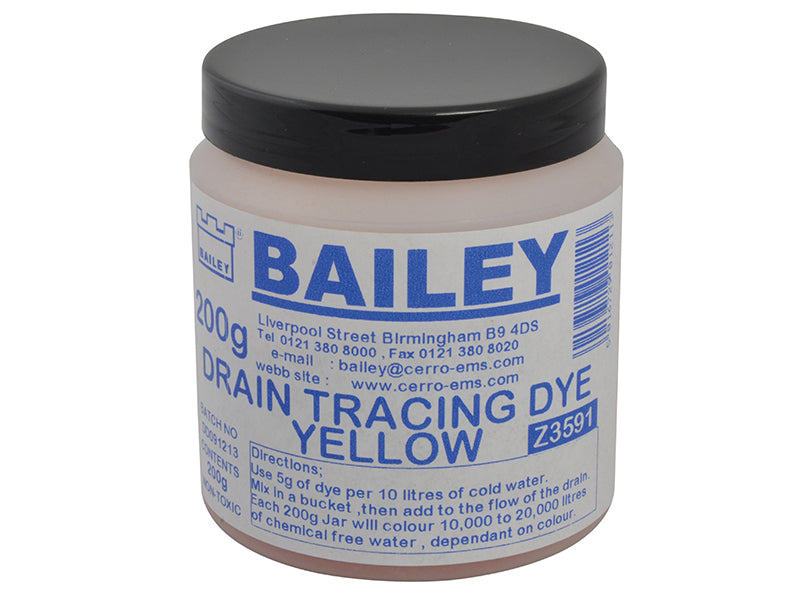 3591 Drain Tracing Dye - Yellow, Bailey