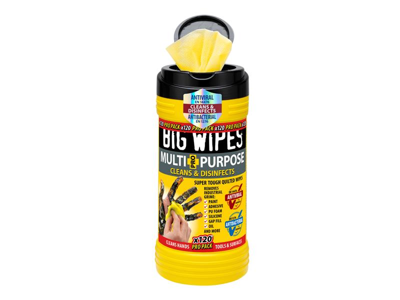 Multi-Purpose Pro+ Antiviral Wipes (Pro Pack Tub 120), Big Wipes