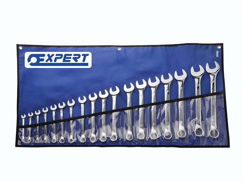 Combination Spanner Set with Tool Roll, 18 Piece, Expert