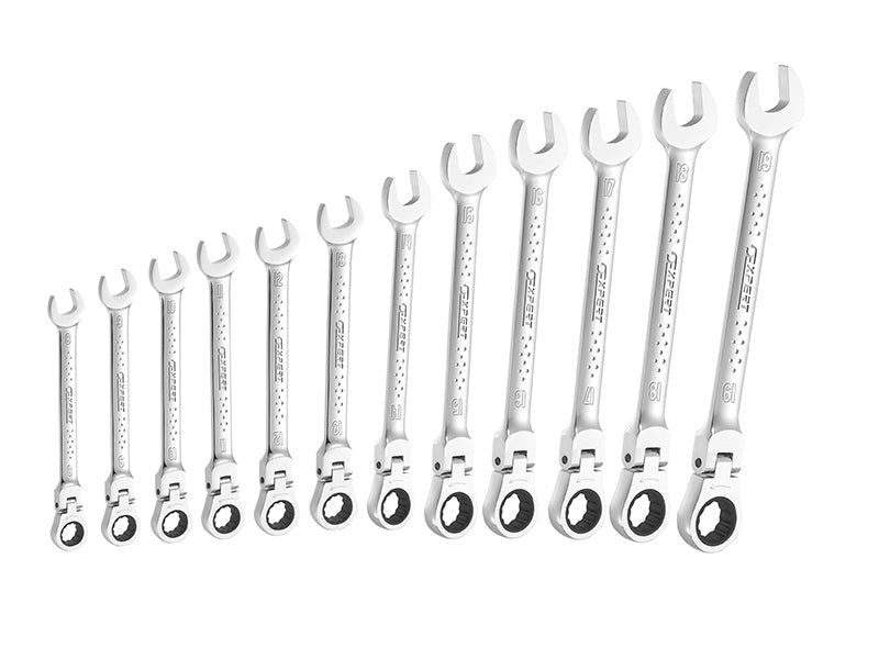 Flexible Head Ratchet Spanner Set, 12 Piece, Expert