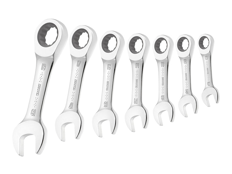 Stubby Ratchet Spanner Set, 7 Piece, Expert