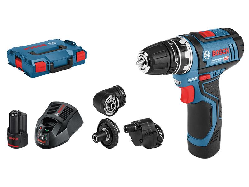 GSR 12V-15 Drill Driver with GFA12 Accessory Set 12V 2 x 2.0Ah Li-ion, Bosch