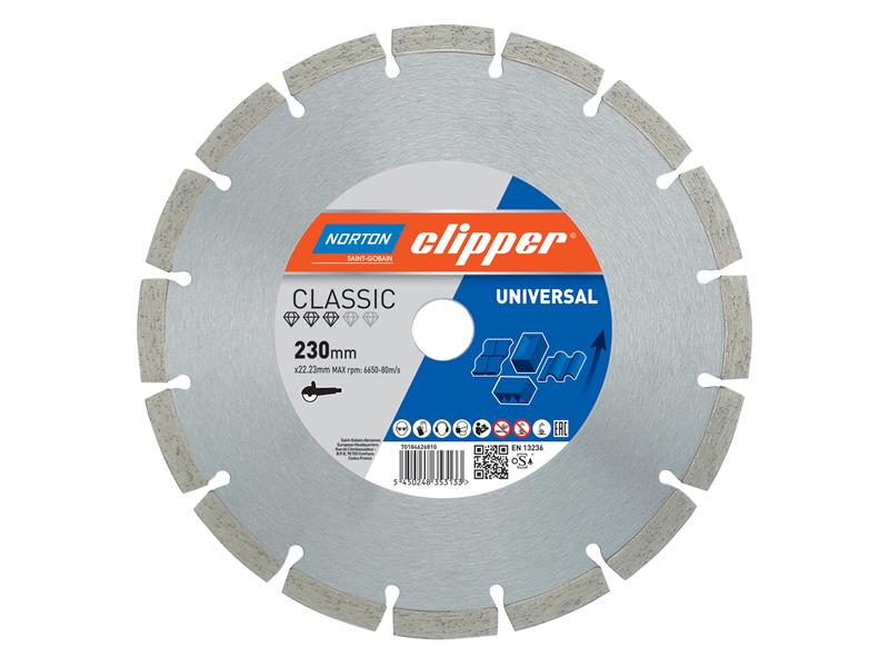 Classic Universal Blue Diamond Blade 230 x 22.23mm, Norton Clipper