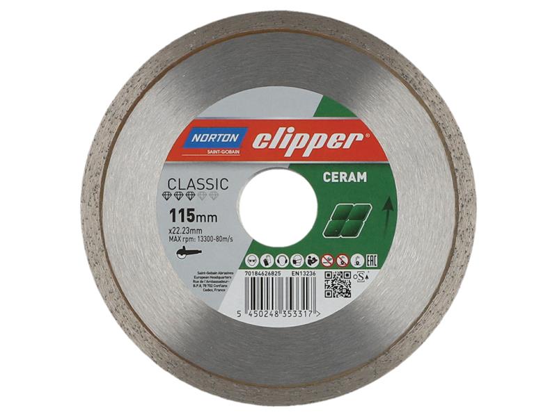 Classic Ceramic Diamond Blade 115 x 22.23mm, Norton Clipper