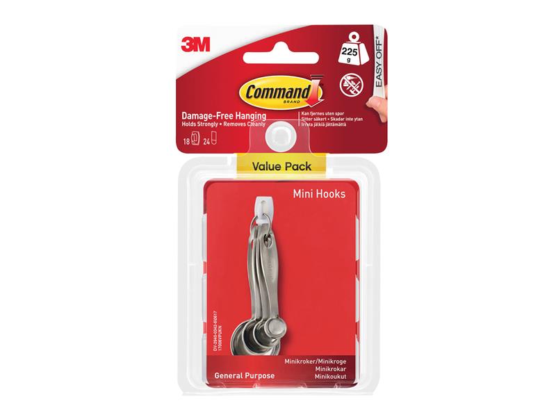 White Mini Hooks (Pack 6), Command™