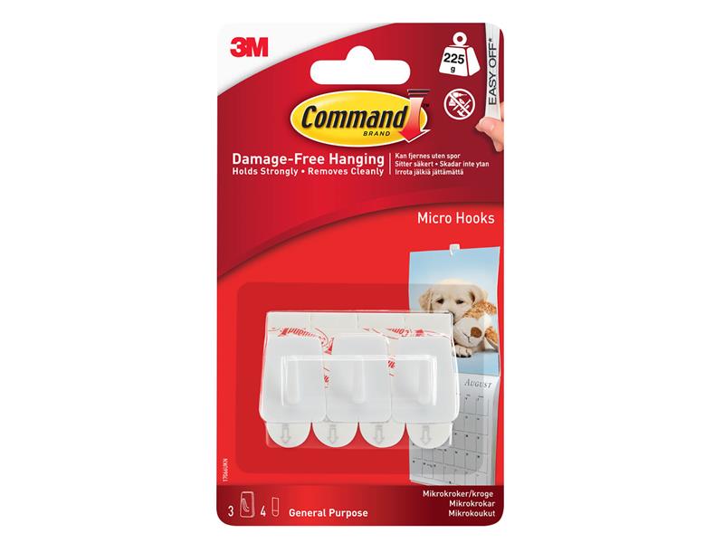 White Micro Hooks (Pack 3), Command™