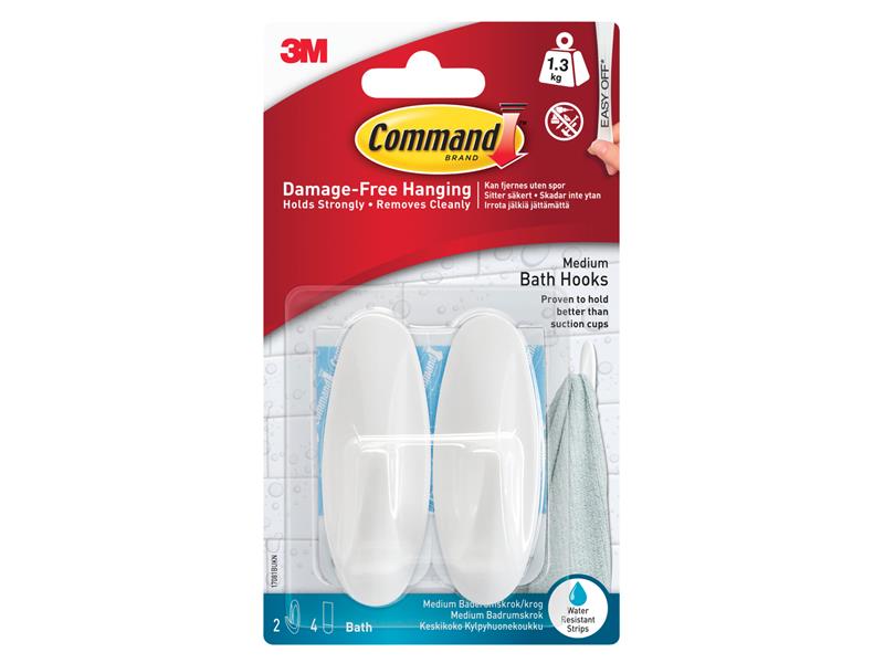 Medium Bathroom Hooks (Pack 2), Command™