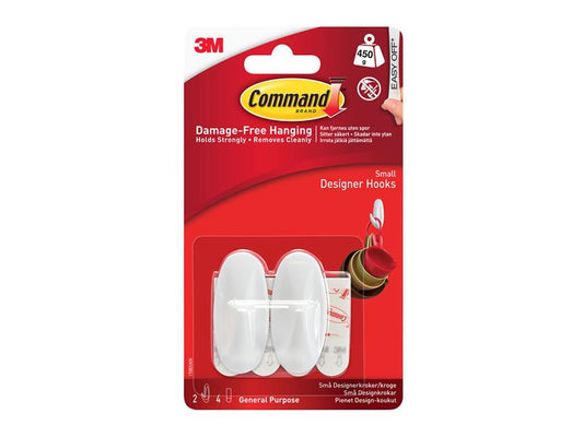 Small White Designer Hooks (Pack 2), Command™