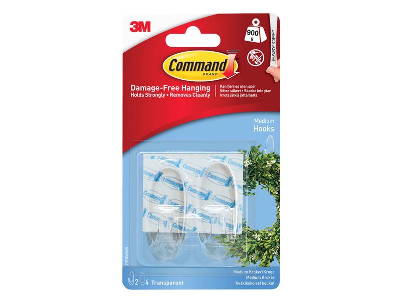 Clear Hooks with Clear Strips, Medium (Pack 2), Command™