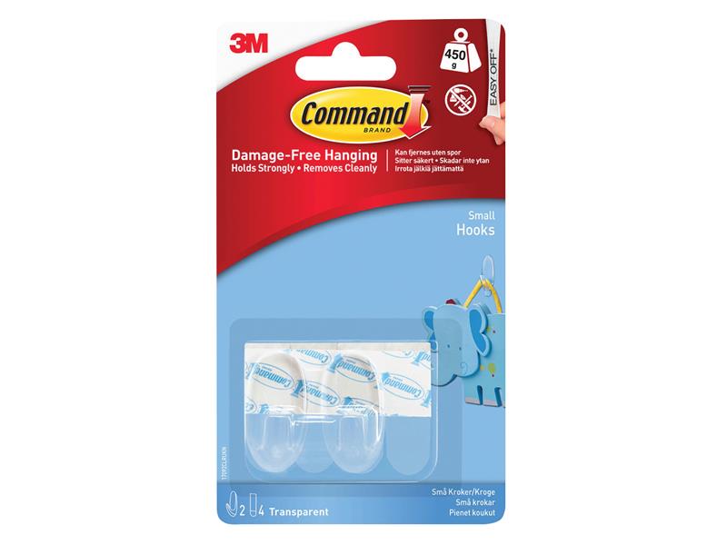 Clear Hooks with Clear Strips, Small (Pack 2), Command™