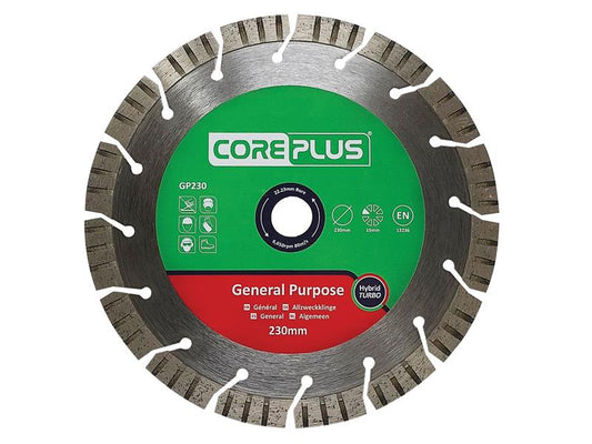 GP230 General-Purpose Hybrid Turbo Diamond Blade 230mm, CorePlus