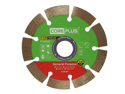 Top Twelve General Purpose Diamond Blade 115mm, CorePlus