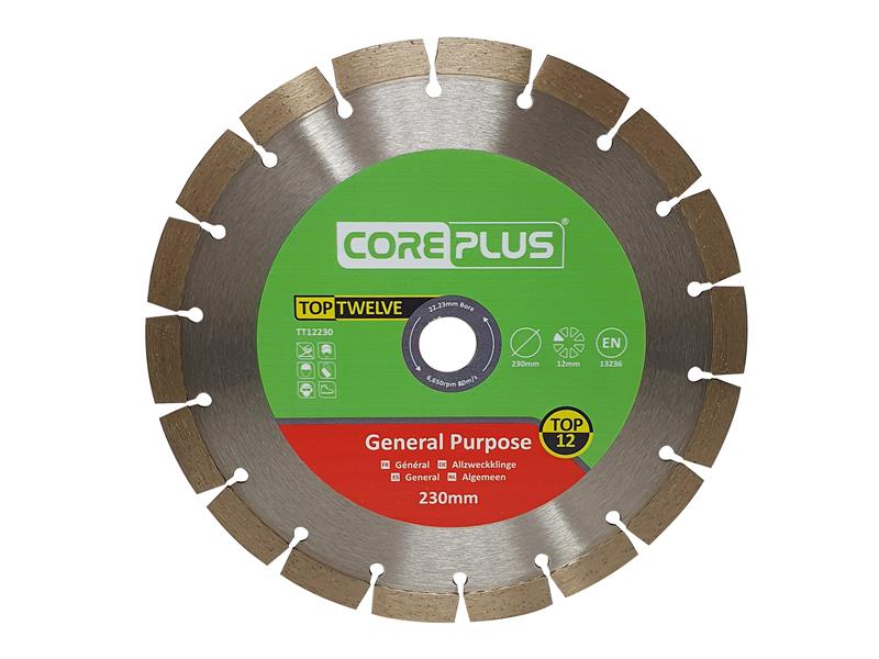 Top Twelve General Purpose Diamond Blade 230mm, CorePlus