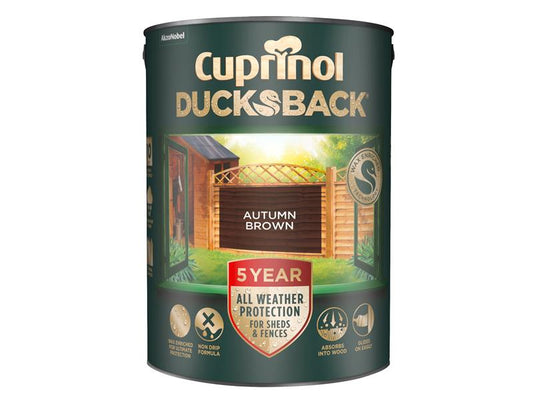 Ducksback 5 Year Waterproof for Sheds & Fences Autumn Brown 5 litre, Cuprinol