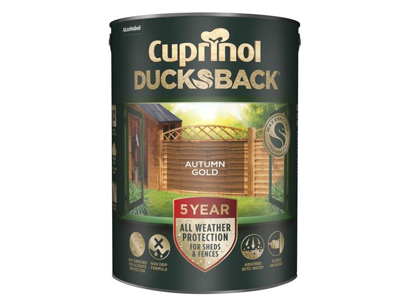 Ducksback 5 Year Waterproof for Sheds & Fences Autumn Gold 5 litre, Cuprinol