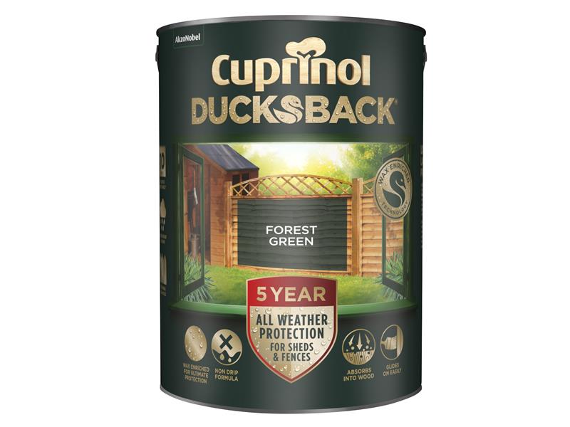 Ducksback 5 Year Waterproof for Sheds & Fences Forest Green 5 litre, Cuprinol