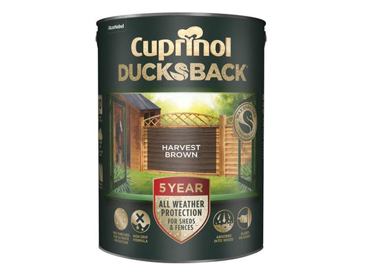 Ducksback 5 Year Waterproof for Sheds & Fences Harvest Brown 5 litre, Cuprinol