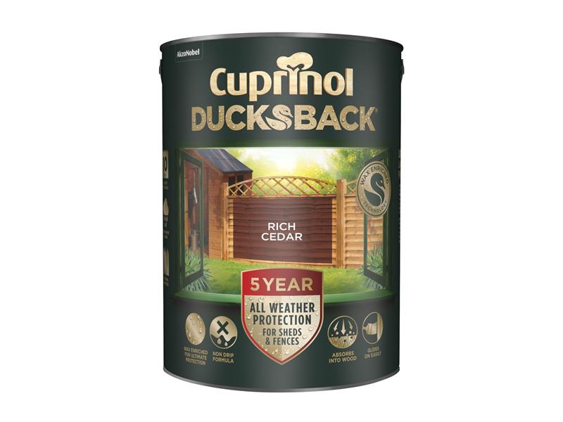 Ducksback 5 Year Waterproof for Sheds & Fences Rich Cedar 5 litre, Cuprinol