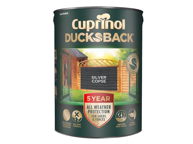 Ducksback 5 Year Waterproof for Sheds & Fences Silver Copse 5 litre, Cuprinol