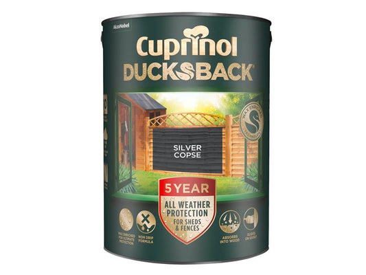 Ducksback 5 Year Waterproof for Sheds & Fences Silver Copse 5 litre, Cuprinol