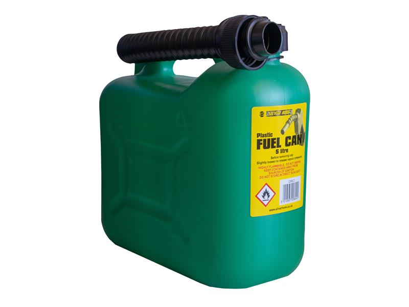 Unleaded Petrol Can & Spout Green 5 litre, Silverhook