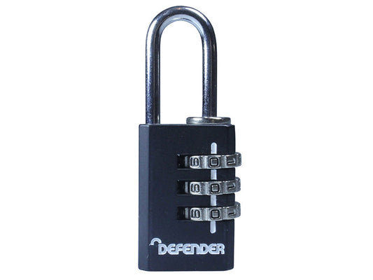 Black Die-Cast Combination Padlock 20mm, DEFENDER