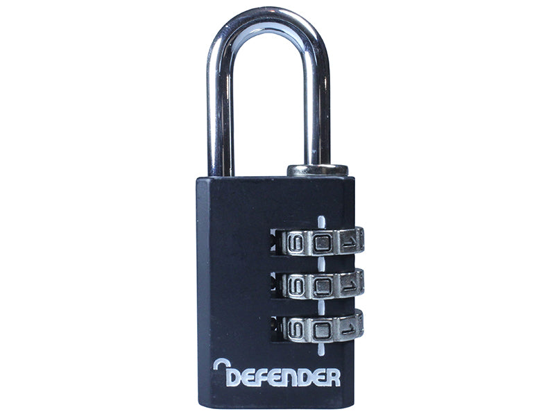 Black Die-Cast Combination Padlock 30mm, DEFENDER