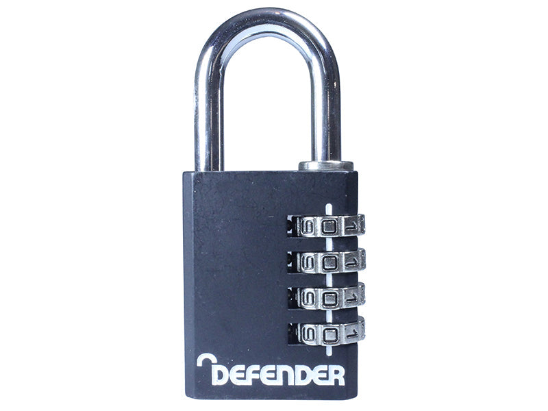 Black Die-Cast Combination Padlock 40mm, DEFENDER