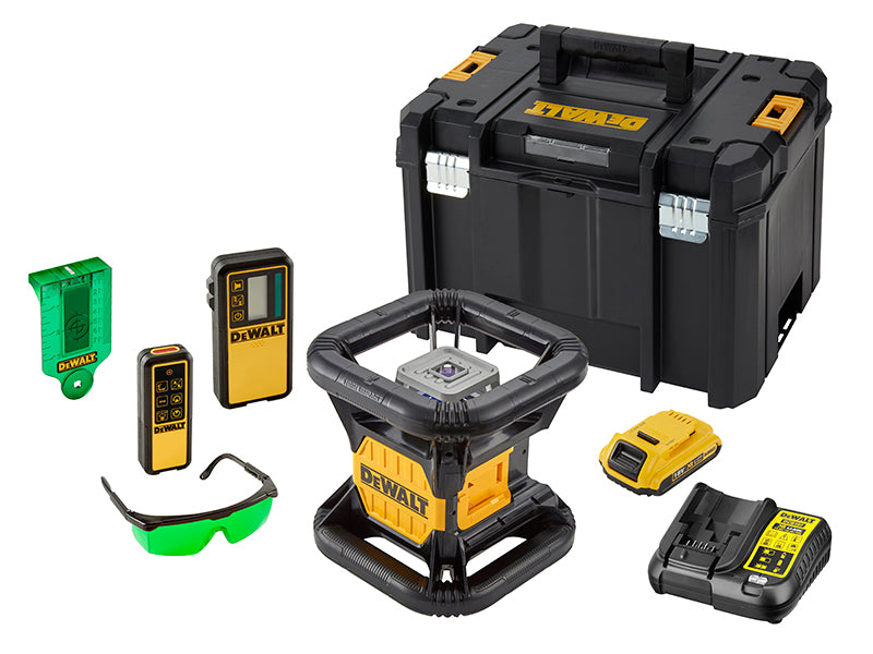 DCE079D1G Green Rotary Laser Kit 18V 1 x 2.0Ah Li-ion, DEWALT