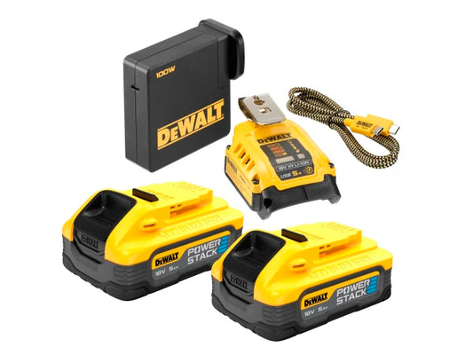 USB-C POWERSTACK™ Starter Kit 18V 2 x 5.0Ah Li-ion, DEWALT