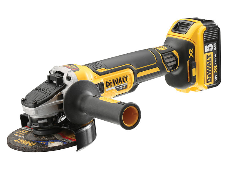 DCG405P2 XR Brushless Grinder 125mm 18V 2 x 5.0Ah Li-ion, DEWALT