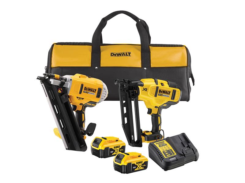 DCK2046P2 Twin Nailer Kit 18V 2 x 5.0Ah Li-ion, DEWALT