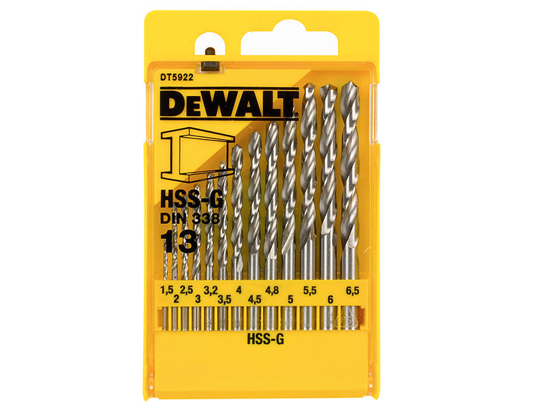 HSS-G Jobber Drill Bit Set, 13 Piece, DEWALT