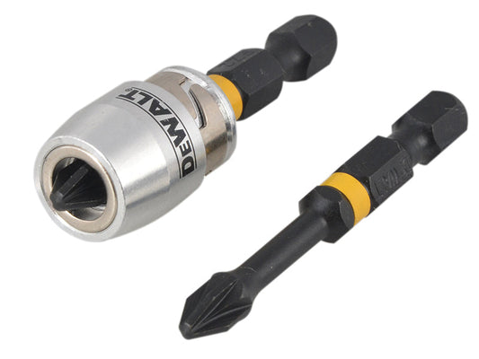 Impact Torsion Bits PZ2 x 50mm (x2) and Magnetic Screwlock Sleeve, DEWALT