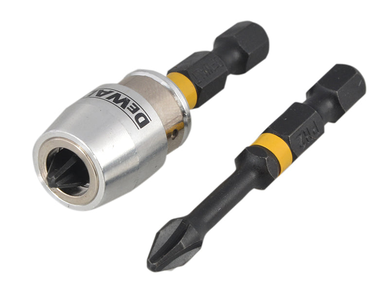 Impact Torsion Bits PH2 x 50mm (x2) and Magnetic Screwlock Sleeve, DEWALT